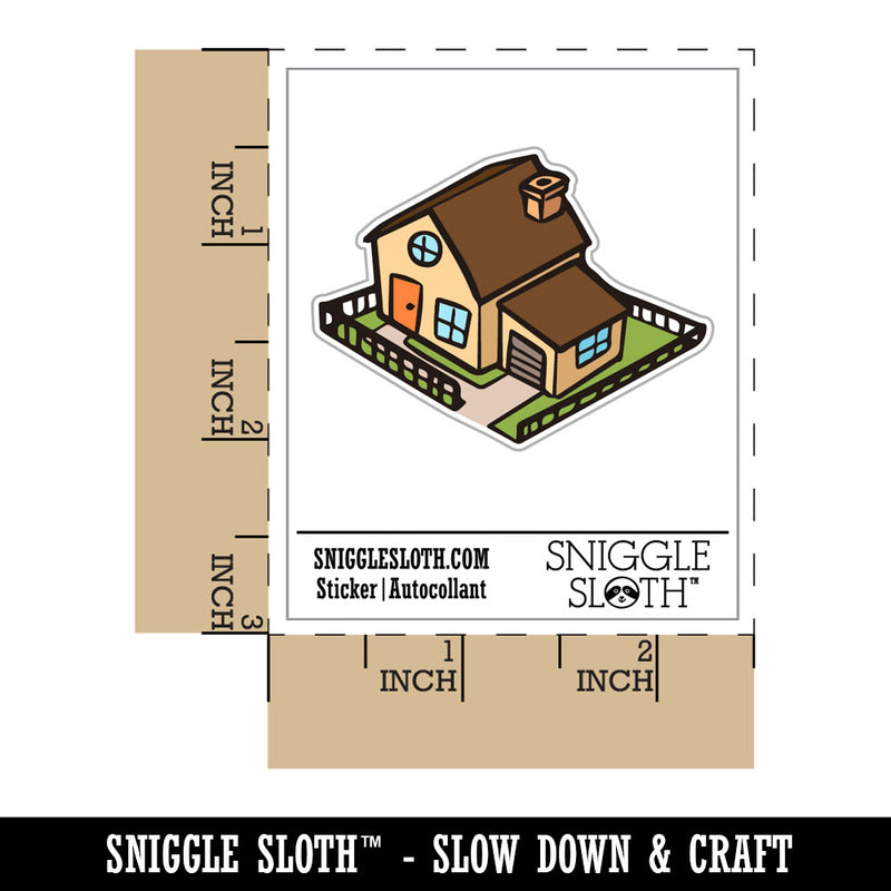 Suburban House with Garage and Fence Home Waterproof Vinyl Phone Tablet Laptop Water Bottle Car Window Bumper Decal Sticker Set - 5 Pack