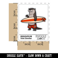 Surfer Otter with Surfboard Shaka Hand Waterproof Vinyl Phone Tablet Laptop Water Bottle Car Window Bumper Decal Sticker Set - 5 Pack