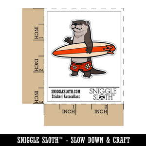 Surfer Otter with Surfboard Shaka Hand Waterproof Vinyl Phone Tablet Laptop Water Bottle Car Window Bumper Decal Sticker Set - 5 Pack