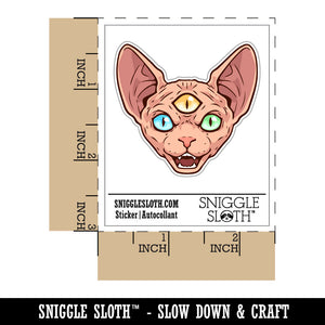 Three Eyed Sphynx Cat Hairless Spooky Scary Waterproof Vinyl Phone Tablet Laptop Water Bottle Car Window Bumper Decal Sticker Set - 5 Pack