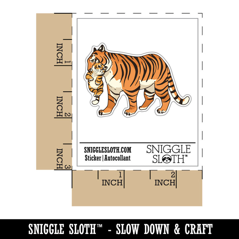 Tiger Mom Cub Cute Baby Cat Waterproof Vinyl Phone Tablet Laptop Water Bottle Car Window Bumper Decal Sticker Set - 5 Pack