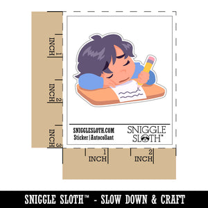 Tired Sleeping Child Doing Homework Waterproof Vinyl Phone Tablet Laptop Water Bottle Car Window Bumper Decal Sticker Set - 5 Pack