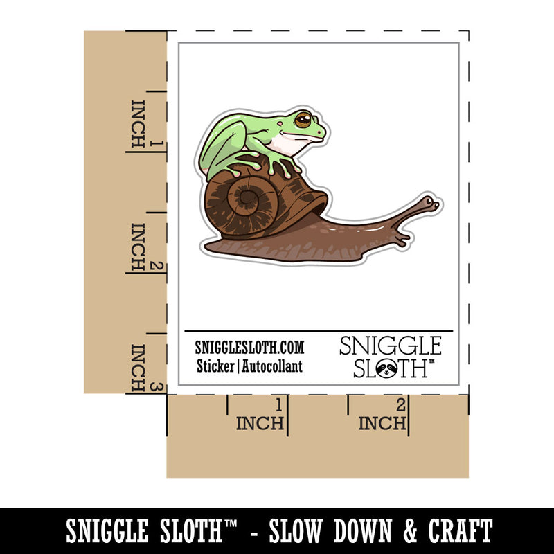 Tree Frog Riding Garden Snail Waterproof Vinyl Phone Tablet Laptop Water Bottle Car Window Bumper Decal Sticker Set - 5 Pack