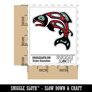 Tribal Native American Salmon Fish Totem Waterproof Vinyl Phone Tablet Laptop Water Bottle Car Window Bumper Decal Sticker Set - 5 Pack