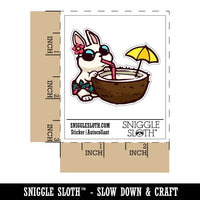 Vacation Bunny Rabbit Drinking Coconut Waterproof Vinyl Phone Tablet Laptop Water Bottle Car Window Bumper Decal Sticker Set - 5 Pack