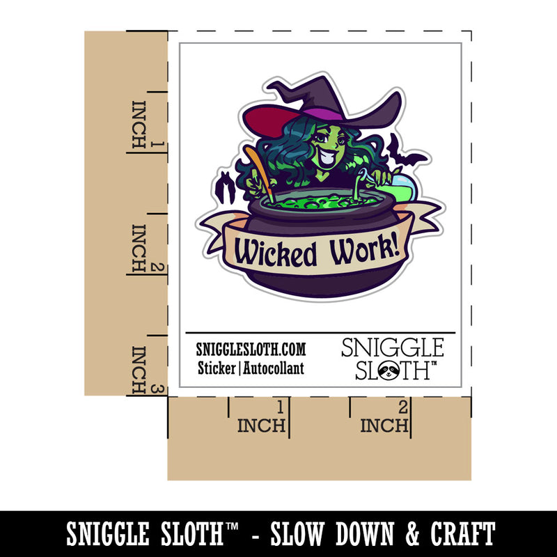 Wicked Work Witch Cauldron Brewing Potion Halloween Compliment Waterproof Vinyl Phone Tablet Laptop Water Bottle Car Window Bumper Decal Sticker Set - 5 Pack