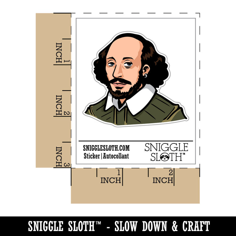 William Shakespeare Bard Playwright Historical Figure Waterproof Vinyl Phone Tablet Laptop Water Bottle Car Window Bumper Decal Sticker Set - 5 Pack