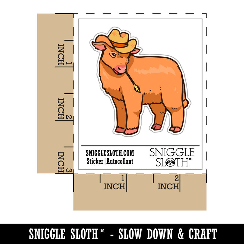 Cute Fluffy Cow with Cowboy Hat Calf