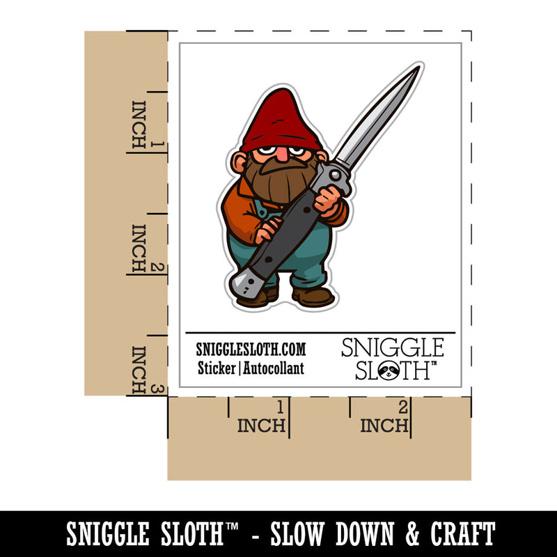 Garden Gnome with Switchblade Pocket Knife Funny