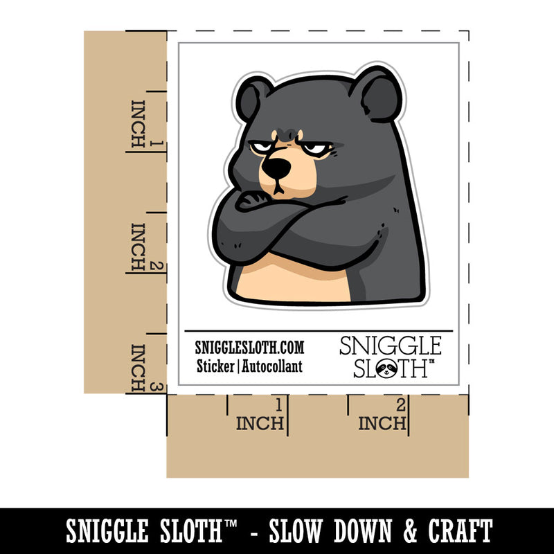 Grumpy Cartoon Black Bear Arms Crossed