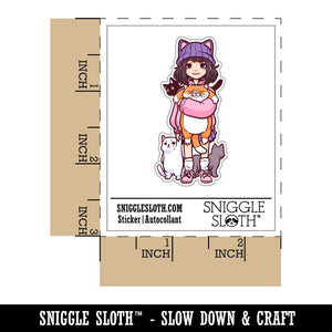 Kawaii Cat Girl with Cats
