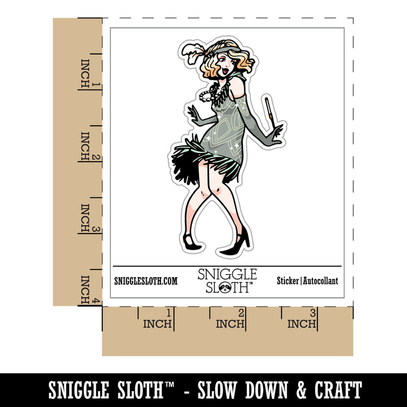 Water Bottle Sticker Set 1920's Vintage Flapper Dancing Woman Dress Cute Waterproof Vinyl Stickers Pack Decal, Skateboard, Laptop, Car, Window, Bumper - 5 Pack
