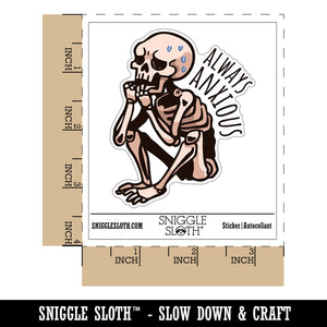 Water Bottle Sticker Set Always Anxious Skeleton Nervous Sitting Cute Waterproof Vinyl Stickers Pack Decal, Skateboard, Laptop, Car, Window, Bumper - 5 Pack