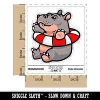 Water Bottle Sticker Set Baby Hippo in Lifesaver Life Preserver Cute Waterproof Vinyl Stickers Pack Decal, Skateboard, Laptop, Car, Window, Bumper - 5 Pack