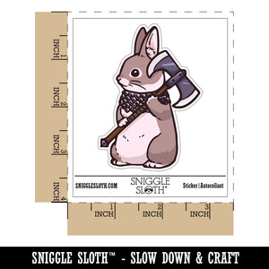 Water Bottle Sticker Set Battle Bunny Rabbit with Axe and Scale Armor Cute Waterproof Vinyl Stickers Pack Decal, Skateboard, Laptop, Car, Window, Bumper - 5 Pack