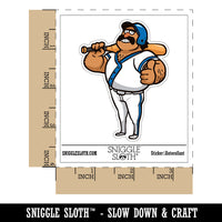 Water Bottle Sticker Set Burly Cartoon Baseball Player Batter Man Cute Waterproof Vinyl Stickers Pack Decal, Skateboard, Laptop, Car, Window, Bumper - 5 Pack