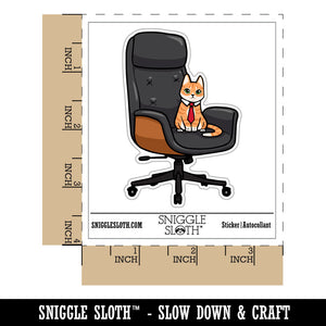 Water Bottle Sticker Set Business Cat In Executive Office Chair Cute Waterproof Vinyl Stickers Pack Decal, Skateboard, Laptop, Car, Window, Bumper - 5 Pack