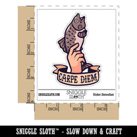 Water Bottle Sticker Set Carpe Diem Funny Hand Holding Fish Carp Cute Waterproof Vinyl Stickers Pack Decal, Skateboard, Laptop, Car, Window, Bumper - 5 Pack