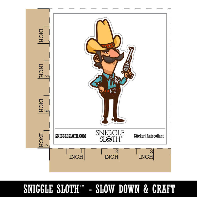 Water Bottle Sticker Set Cartoon Cowboy Western Sheriff Wild Western Cute Waterproof Vinyl Stickers Pack Decal, Skateboard, Laptop, Car, Window, Bumper - 5 Pack