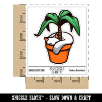 Water Bottle Sticker Set Cat Sleeping In Tree Plant Pot Cute Waterproof Vinyl Stickers Pack Decal, Skateboard, Laptop, Car, Window, Bumper - 5 Pack