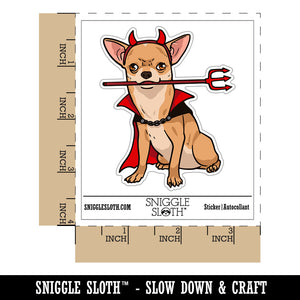 Water Bottle Sticker Set Chihuahua In Devil Costume Halloween Funny Cute Waterproof Vinyl Stickers Pack Decal, Skateboard, Laptop, Car, Window, Bumper - 5 Pack