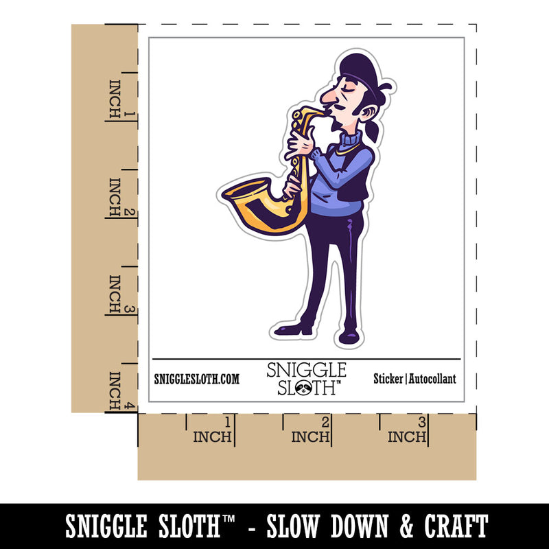 Water Bottle Sticker Set Cool Jazz Man Musician Playing Saxaphone Music Cute Waterproof Vinyl Stickers Pack Decal, Skateboard, Laptop, Car, Window, Bumper - 5 Pack
