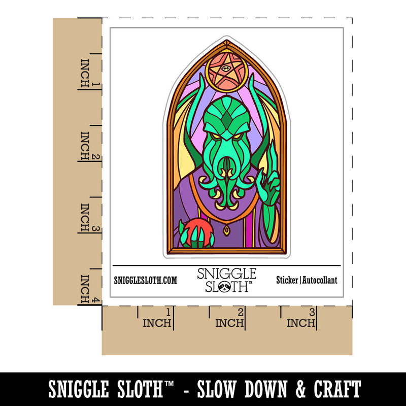 Water Bottle Sticker Set Cthulhu Stained Glass Horror Monster Lovecraft Cute Waterproof Vinyl Stickers Pack Decal, Skateboard, Laptop, Car, Window, Bumper - 5 Pack