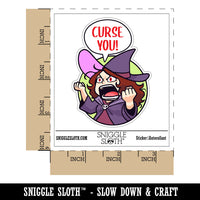 Water Bottle Sticker Set Curse You Angry Cartoon Witch Halloween Cute Waterproof Vinyl Stickers Pack Decal, Skateboard, Laptop, Car, Window, Bumper - 5 Pack