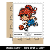 Water Bottle Sticker Set Cute Basketball Girl Chibi Sports Cute Waterproof Vinyl Stickers Pack Decal, Skateboard, Laptop, Car, Window, Bumper - 5 Pack