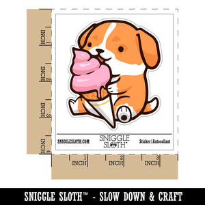 Water Bottle Sticker Set Cute Puppy Dog Licking Ice Cream Cone Cute Waterproof Vinyl Stickers Pack Decal, Skateboard, Laptop, Car, Window, Bumper - 5 Pack