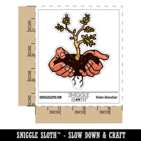 Water Bottle Sticker Set Hands Holding Tree Earth Dirt Planting Garden Cute Waterproof Vinyl Stickers Pack Decal, Skateboard, Laptop, Car, Window, Bumper - 5 Pack