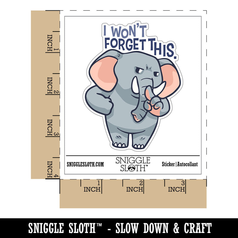 Water Bottle Sticker Set I Wont Forget This Elephant Cartoon Cute Waterproof Vinyl Stickers Pack Decal, Skateboard, Laptop, Car, Window, Bumper - 5 Pack