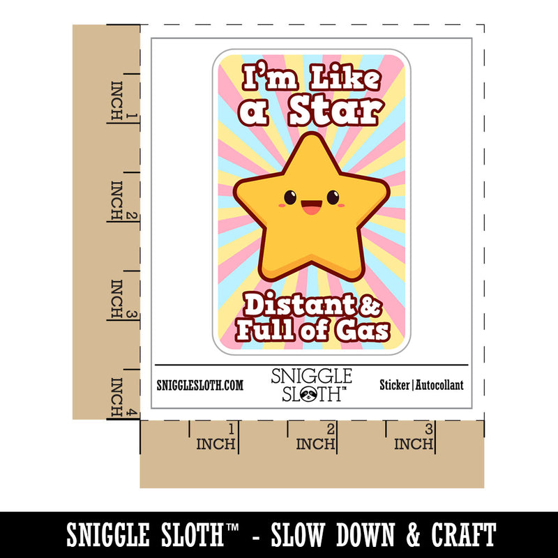 Water Bottle Sticker Set I'm Like A Star Distant Full of Gas Funny Cute Waterproof Vinyl Stickers Pack Decal, Skateboard, Laptop, Car, Window, Bumper - 5 Pack