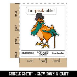 Water Bottle Sticker Set Impeccable Dapper Chicken Top Hat Cane Cute Waterproof Vinyl Stickers Pack Decal, Skateboard, Laptop, Car, Window, Bumper - 5 Pack