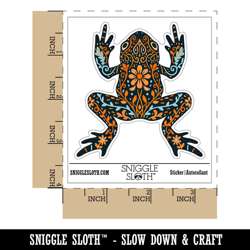 Water Bottle Sticker Set Floral Flower Frog Toad Fern Leaves Vines Cute Waterproof Vinyl Stickers Pack Decal, Skateboard, Laptop, Car, Window, Bumper - 5 Pack
