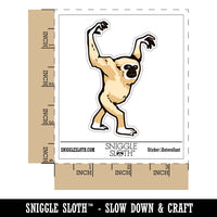 Water Bottle Sticker Set Lar Gibbon White-Handed Gibbon Primate Walking Cute Waterproof Vinyl Stickers Pack Decal, Skateboard, Laptop, Car, Window, Bumper - 5 Pack