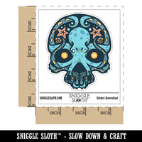 Water Bottle Sticker Set Octopus Skull Nautical Tentacles Cute Waterproof Vinyl Stickers Pack Decal, Skateboard, Laptop, Car, Window, Bumper - 5 Pack