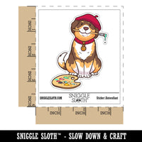 Water Bottle Sticker Set Painter Dog Artist Paintbrush Palette Cute Waterproof Vinyl Stickers Pack Decal, Skateboard, Laptop, Car, Window, Bumper - 5 Pack