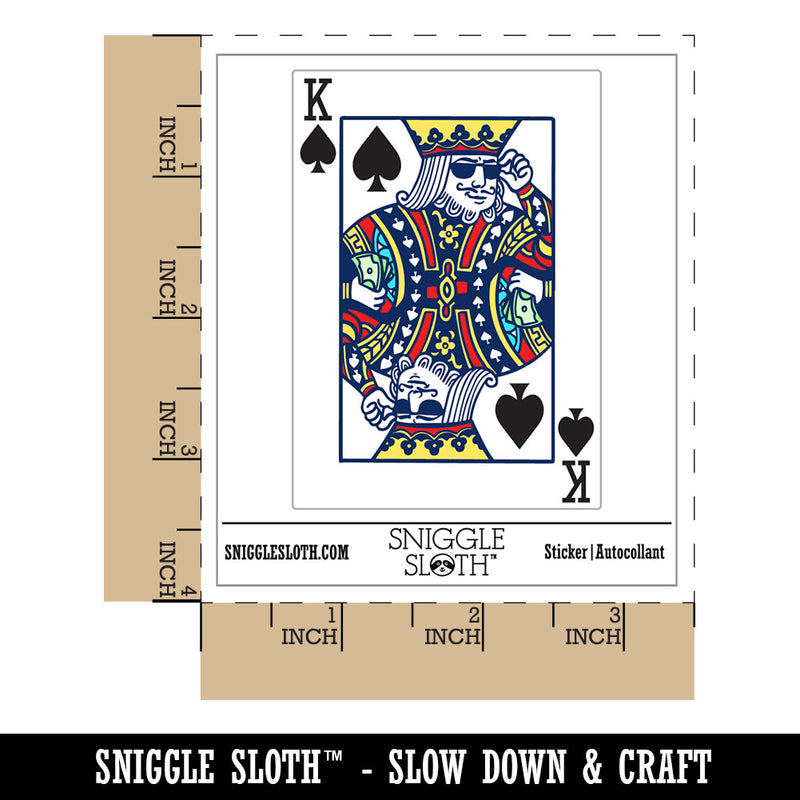 Water Bottle Sticker Set Playing Card King Of Spades Sunglasses Money Cute Waterproof Vinyl Stickers Pack Decal, Skateboard, Laptop, Car, Window, Bumper - 5 Pack