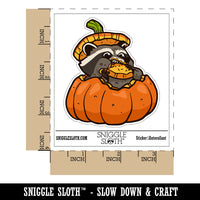 Water Bottle Sticker Set Raccoon Eating Pumpkin Fall Harvest Season Cute Waterproof Vinyl Stickers Pack Decal, Skateboard, Laptop, Car, Window, Bumper - 5 Pack