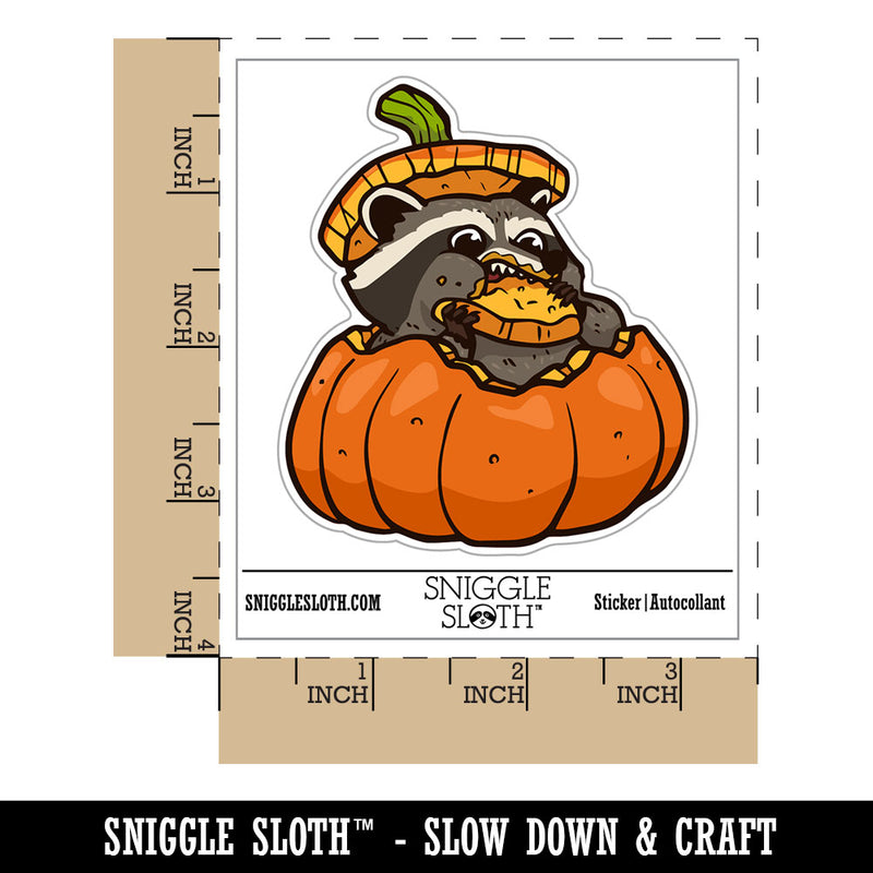 Water Bottle Sticker Set Raccoon Eating Pumpkin Fall Harvest Season Cute Waterproof Vinyl Stickers Pack Decal, Skateboard, Laptop, Car, Window, Bumper - 5 Pack
