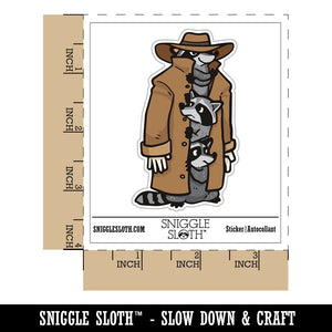 Water Bottle Sticker Set Three Raccoons In a Trench Coat Funny Cute Waterproof Vinyl Stickers Pack Decal, Skateboard, Laptop, Car, Window, Bumper - 5 Pack