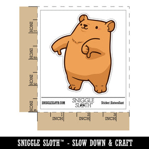 Water Bottle Sticker Set Thumbs Down Bear Cute Disagree Cute Waterproof Vinyl Stickers Pack Decal, Skateboard, Laptop, Car, Window, Bumper - 5 Pack