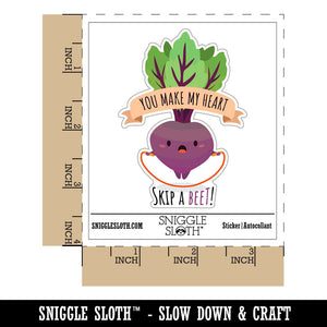 Water Bottle Sticker Set You Make My Heart Skip A Beet Jump Rope Cute Waterproof Vinyl Stickers Pack Decal, Skateboard, Laptop, Car, Window, Bumper - 5 Pack