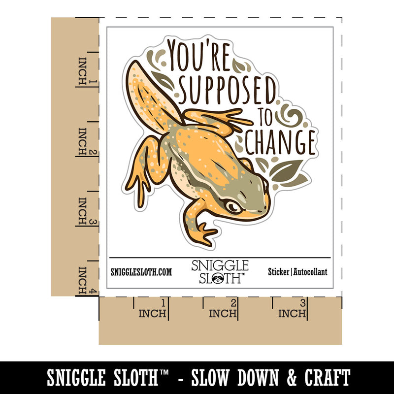 Water Bottle Sticker Set You're Supposed to Change Frog Motivation Cute Waterproof Vinyl Stickers Pack Decal, Skateboard, Laptop, Car, Window, Bumper - 5 Pack