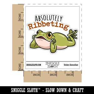 Absolutely Ribbeting Frog Funny Pun Compliment Waterproof Vinyl Phone Tablet Laptop Water Bottle Car Window Bumper Decal Sticker Set - 5 Pack