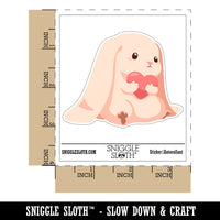 Adorable Bunny Rabbit Clutching Heart Long Ears Waterproof Vinyl Phone Tablet Laptop Water Bottle Car Window Bumper Decal Sticker Set - 5 Pack