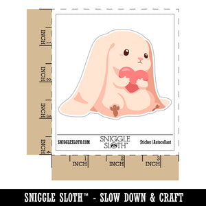 Adorable Bunny Rabbit Clutching Heart Long Ears Waterproof Vinyl Phone Tablet Laptop Water Bottle Car Window Bumper Decal Sticker Set - 5 Pack