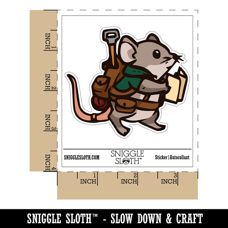 Adventurous Hiking Mouse with Map Backpack Waterproof Vinyl Phone Tablet Laptop Water Bottle Car Window Bumper Decal Sticker Set - 5 Pack