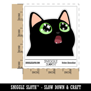Amazed Cat with Sparkly Star Eyes Waterproof Vinyl Phone Tablet Laptop Water Bottle Car Window Bumper Decal Sticker Set - 5 Pack